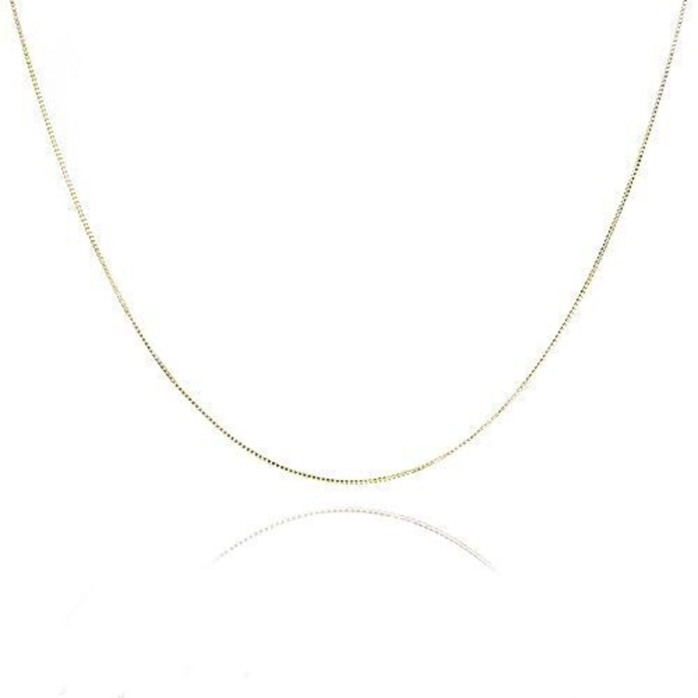 5393 18K Glod Sterling Silver Necklace 0.8MM Delicate Box Chain - Italian